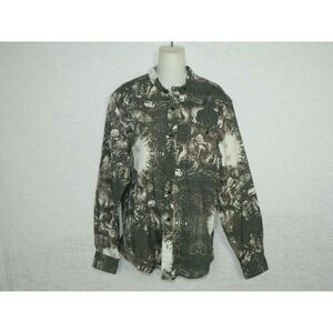 Black Scale Shirt BlackSize Medium tBrown Button Up Long Sleeve Streetwear